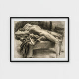 Reclining Male Nude - John Singer Sargent Art Print / Canvas, Body Tilts, Fallen Ephebe Prints