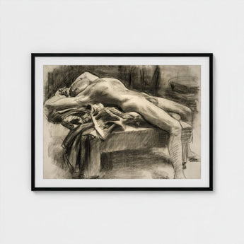 Reclining Male Nude - John Singer Sargent Art Print / Canvas, Body Tilts, Fallen Ephebe Prints