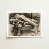 Reclining Male Nude - John Singer Sargent Art Print / Canvas, Body Tilts, Fallen Ephebe Prints
