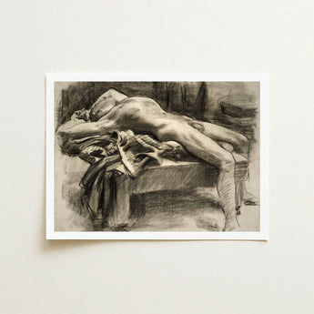 Reclining Male Nude - John Singer Sargent Art Print / Canvas, Body Tilts, Fallen Ephebe Prints
