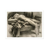 Reclining Male Nude - John Singer Sargent Art Print, Charcoal Nude Male Figure Study