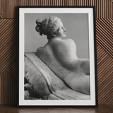 Reclining Naiad - Antonio Canova Art Print / Canvas Black-framed Art Print Monochrome Photograph Classical Marble Statue Young Naiad
