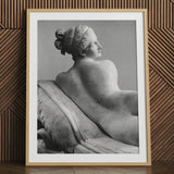 Reclining Naiad - Antonio Canova Art Print / Canvas Framed Black White Photograph Marble Statue Classical Female Young Naiad Reclines,