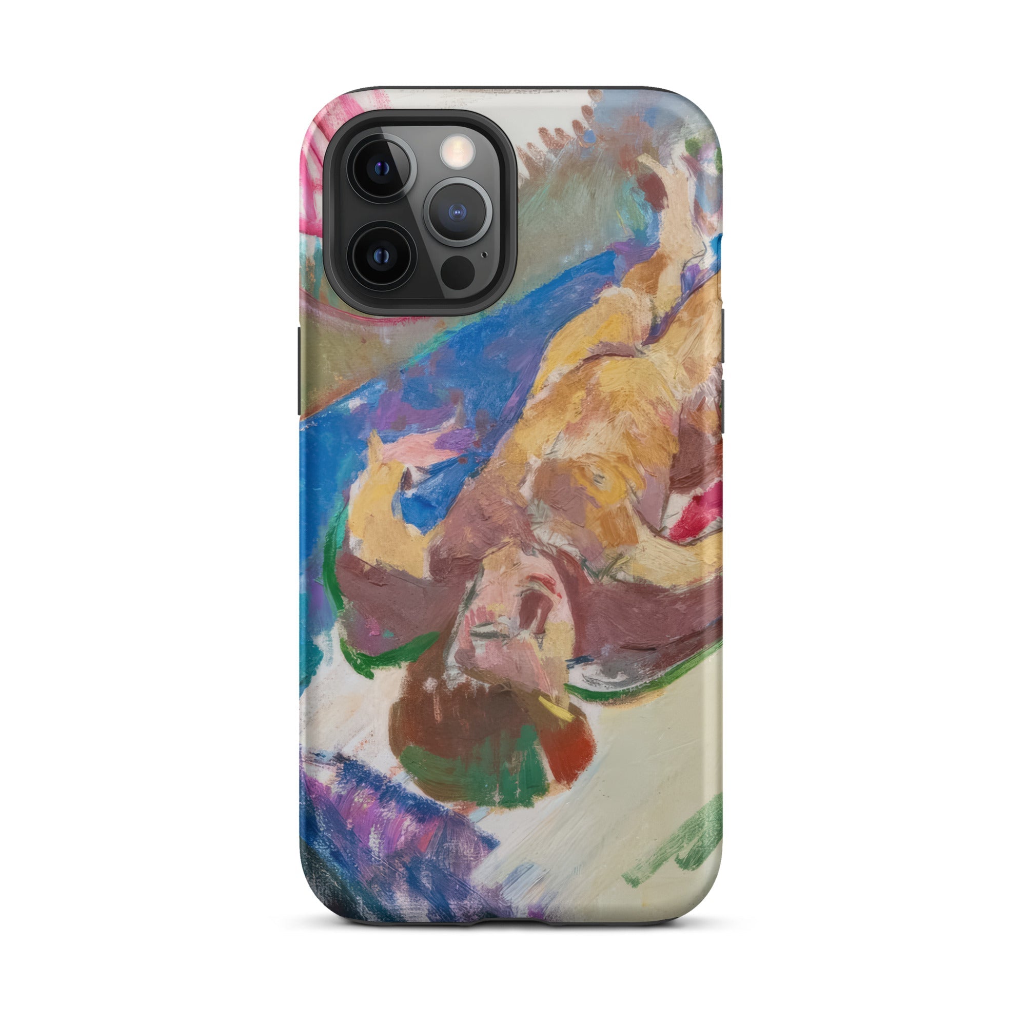 Reclining Nude Anton Kolig Iphone Case, 12 Pro Max / Matte, Iphone Case Abstract Colorful Painting Figure