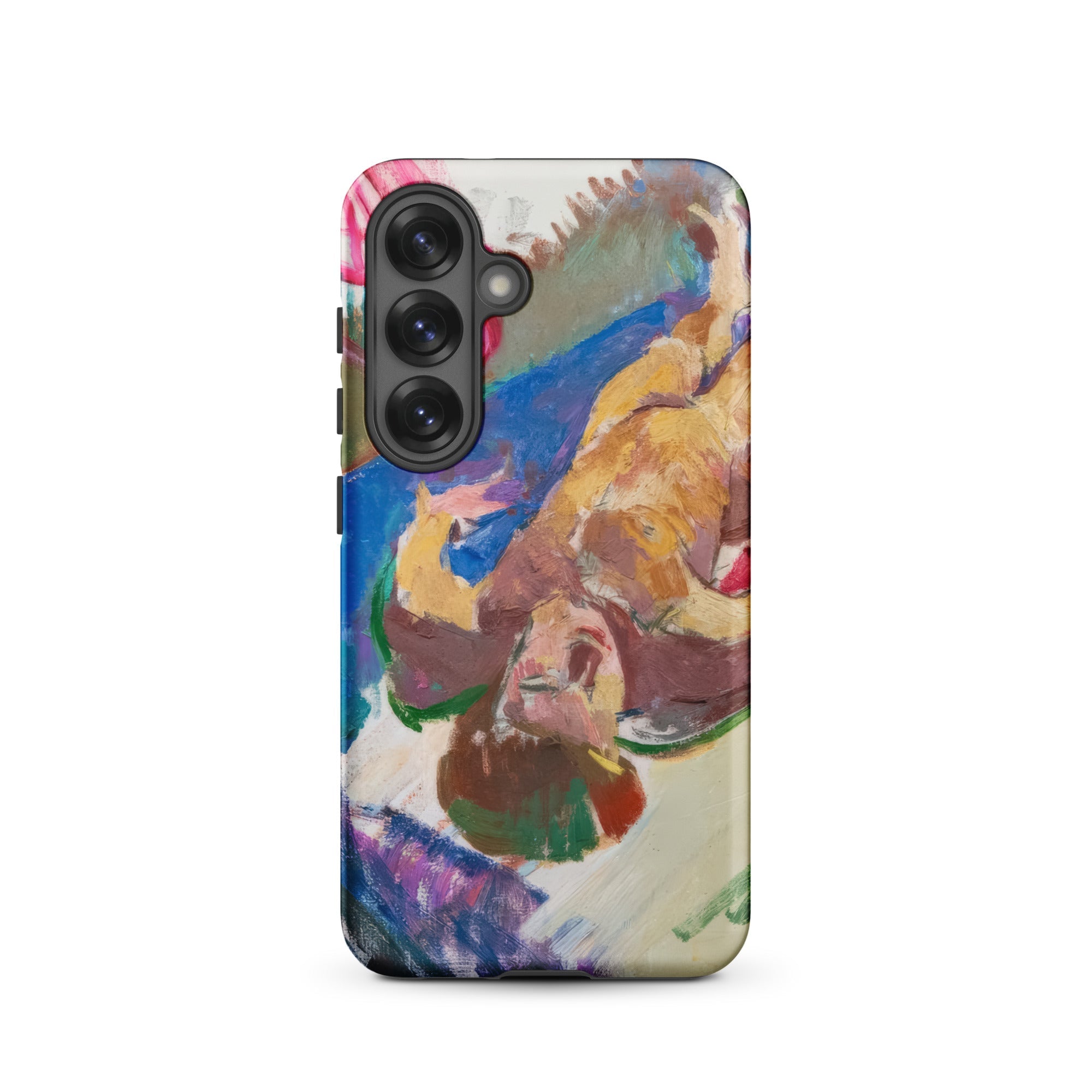 Reclining Nude Anton Kolig Samsung Case, Galaxy S25 / Matte, White Phone Case Vibrant Abstract Painting Design