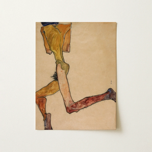 Reclining Nude Man (1910) - Egon Schiele Art Print / Canvas Reproduction Schiele’s Expressive Abstracted Figure Painting Warm