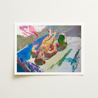Reclining Nude with Jug - Anton Kolig Art Print / Canvas, Ochre Flesh Laid, Green Earthenware Prints