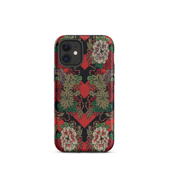 Red Fan Pattern - G.a. Audsley Iphone Case, 12 Mini / Matte, Floral Patterned Phone Case