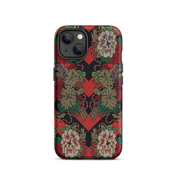 Red Fan Pattern - G.a. Audsley Iphone Case, 13 / Matte, Floral Patterned Phone Case