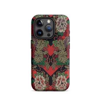 Red Fan Pattern - G.a. Audsley Iphone Case, 15 Pro / Matte, Floral Patterned Phone Case