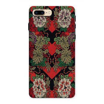 Red Fan Pattern - G.a. Audsley Iphone Case, 8 Plus / Matte, Floral Patterned Phone Case Red Black Beige Botanical