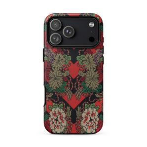 Red Fan Pattern - G.a. Audsley Phone Case Iphone 17 Pro Max / Matte Floral Heart-patterned Black Accents Rugged, Mobile Cases