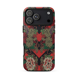 Red Fan Pattern - G.a. Audsley Phone Case Iphone 17 Pro Max / Matte Red Floral Heart-patterned Phone Case Black Accents Rugged Fan Pattern,