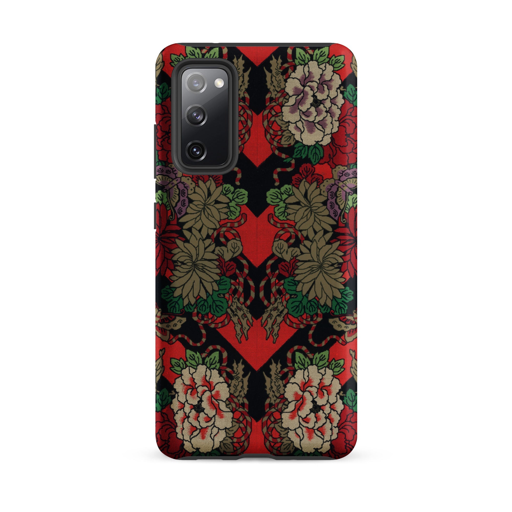 Red Fan Pattern - G.a. Audsley Samsung Case, Galaxy S20 Fe / Matte, Black Smartphone Case Vibrant Floral Geometric Pattern Red