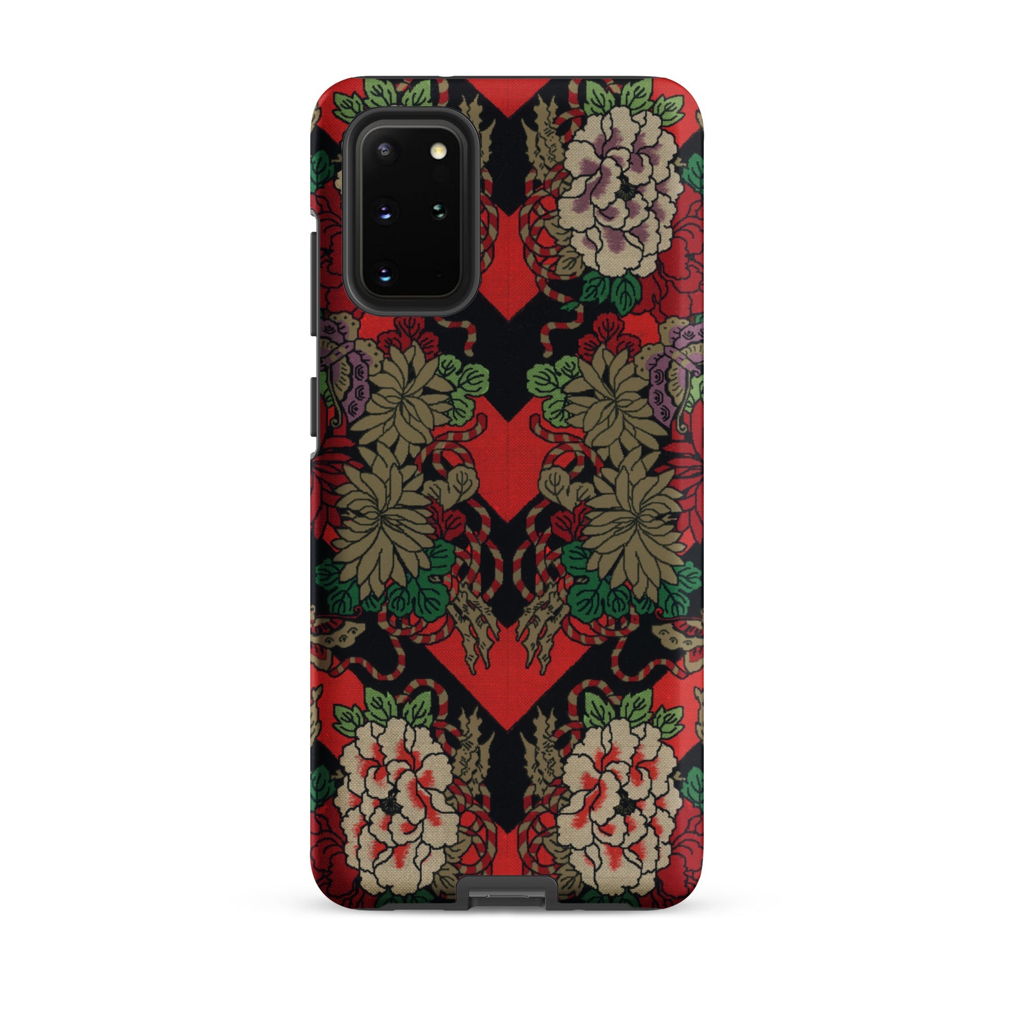 Red Fan Pattern - G.a. Audsley Samsung Case, Galaxy S20 Plus / Matte, Red Black Smartphone Case Ornate Floral Pattern