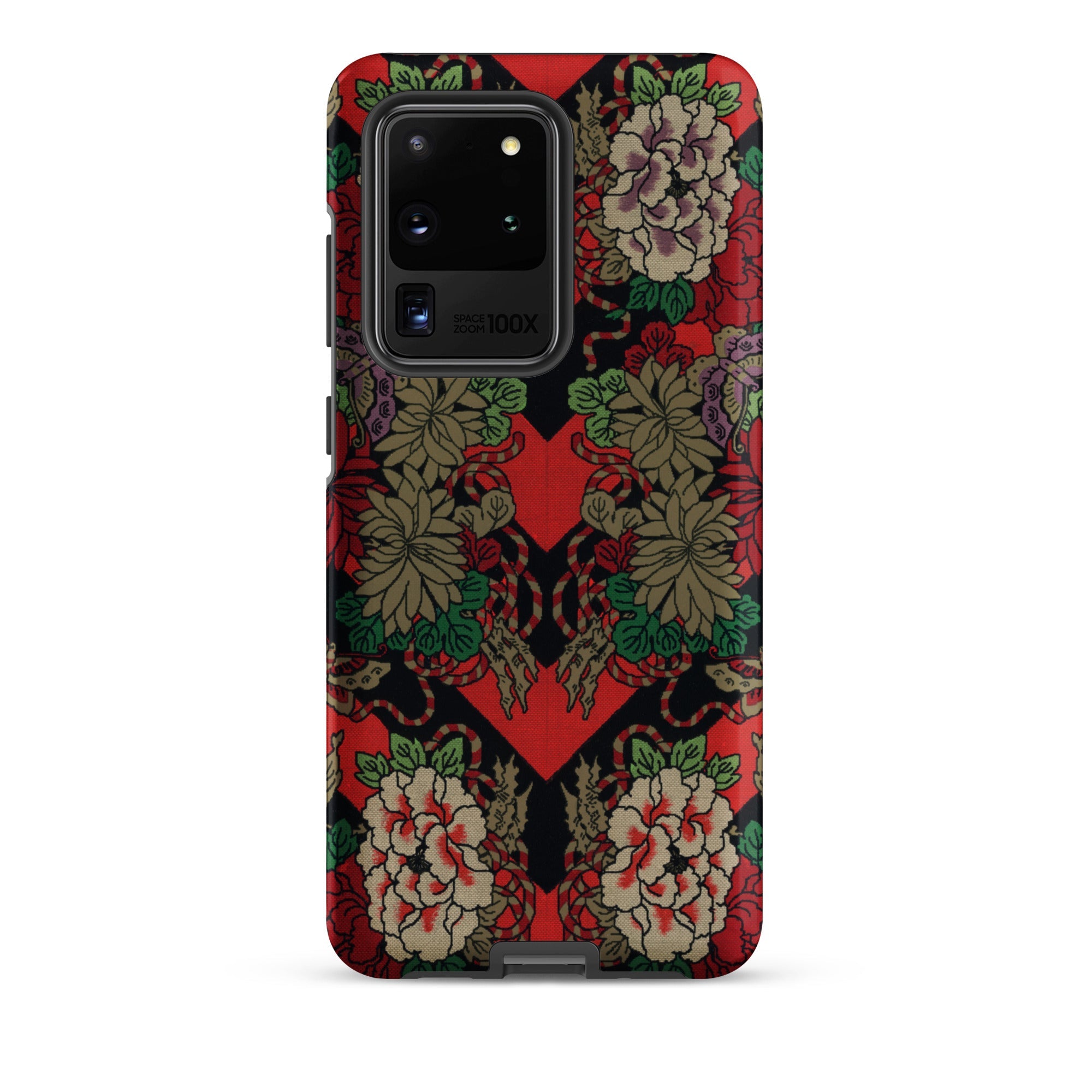 Red Fan Pattern - G.a. Audsley Samsung Case, Galaxy S20 Ultra / Matte, Phone Case Black Red Floral Pattern