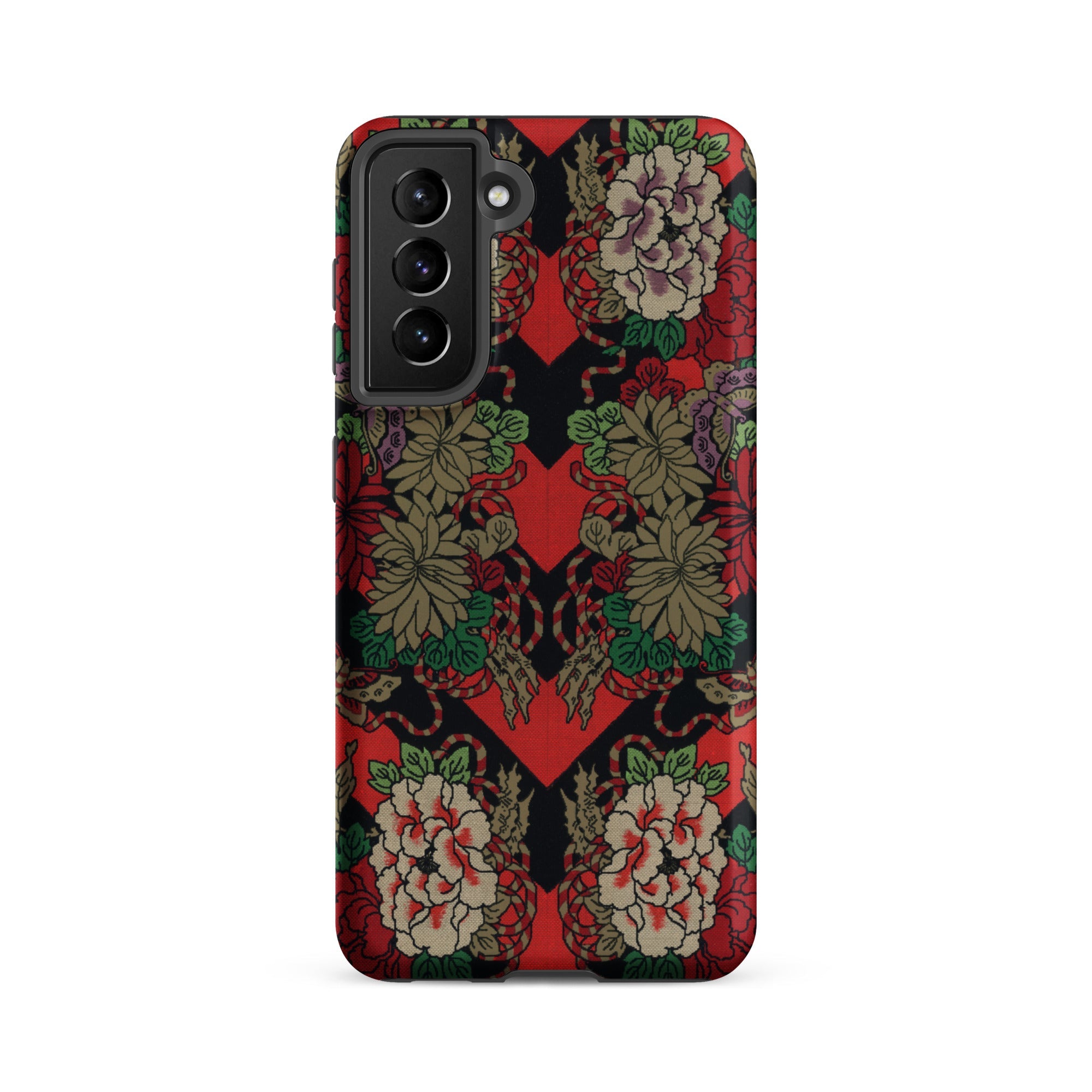 Red Fan Pattern - G.a. Audsley Samsung Case, Galaxy S21 Fe / Matte, Smartphone Case Red Black Green Floral Snake Pattern