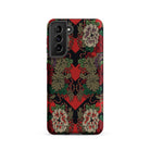 Red Fan Pattern - G.a. Audsley Samsung Case, Galaxy S21 / Matte, Smartphone Case Red Black Floral Pattern Green Leaves
