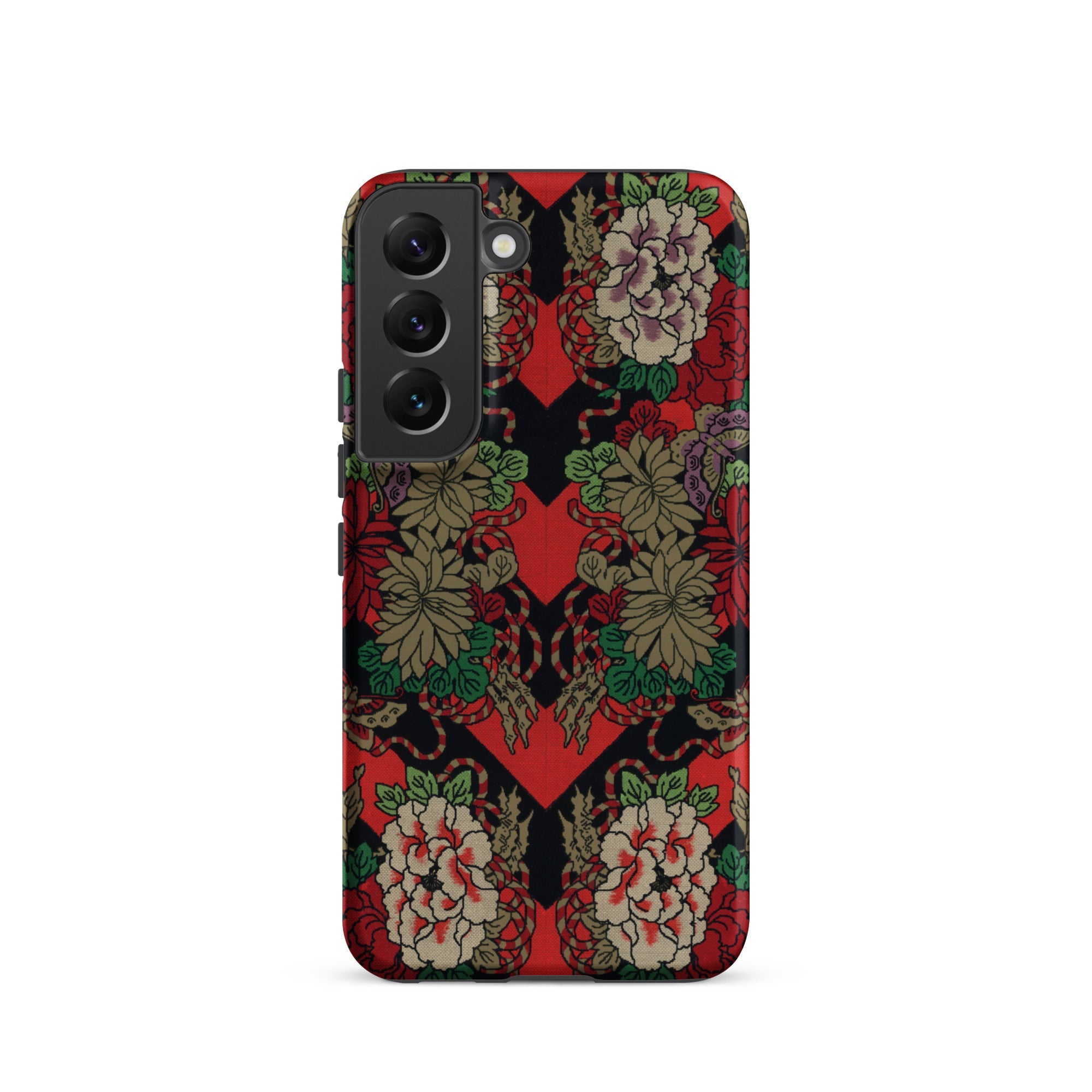 Red Fan Pattern - G.a. Audsley Samsung Case, Galaxy S22 / Matte, Smartphone Case Red Black Green Floral Pattern