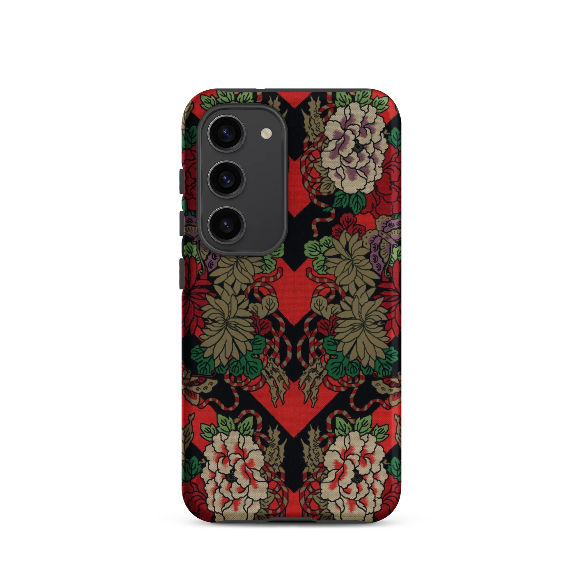 Red Fan Pattern - G.a. Audsley Samsung Case, Galaxy S23 / Matte, Phone Case Floral Pattern Red Pink Green Flowers