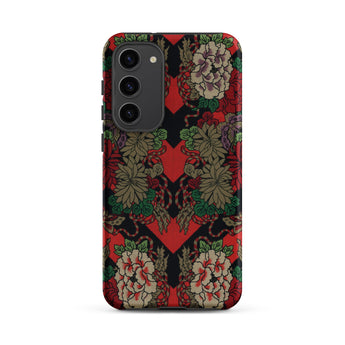 Red Fan Pattern - G.a. Audsley Samsung Case, Galaxy S23 Plus / Matte, Smartphone Case Black Background Vibrant Floral Pattern Shades