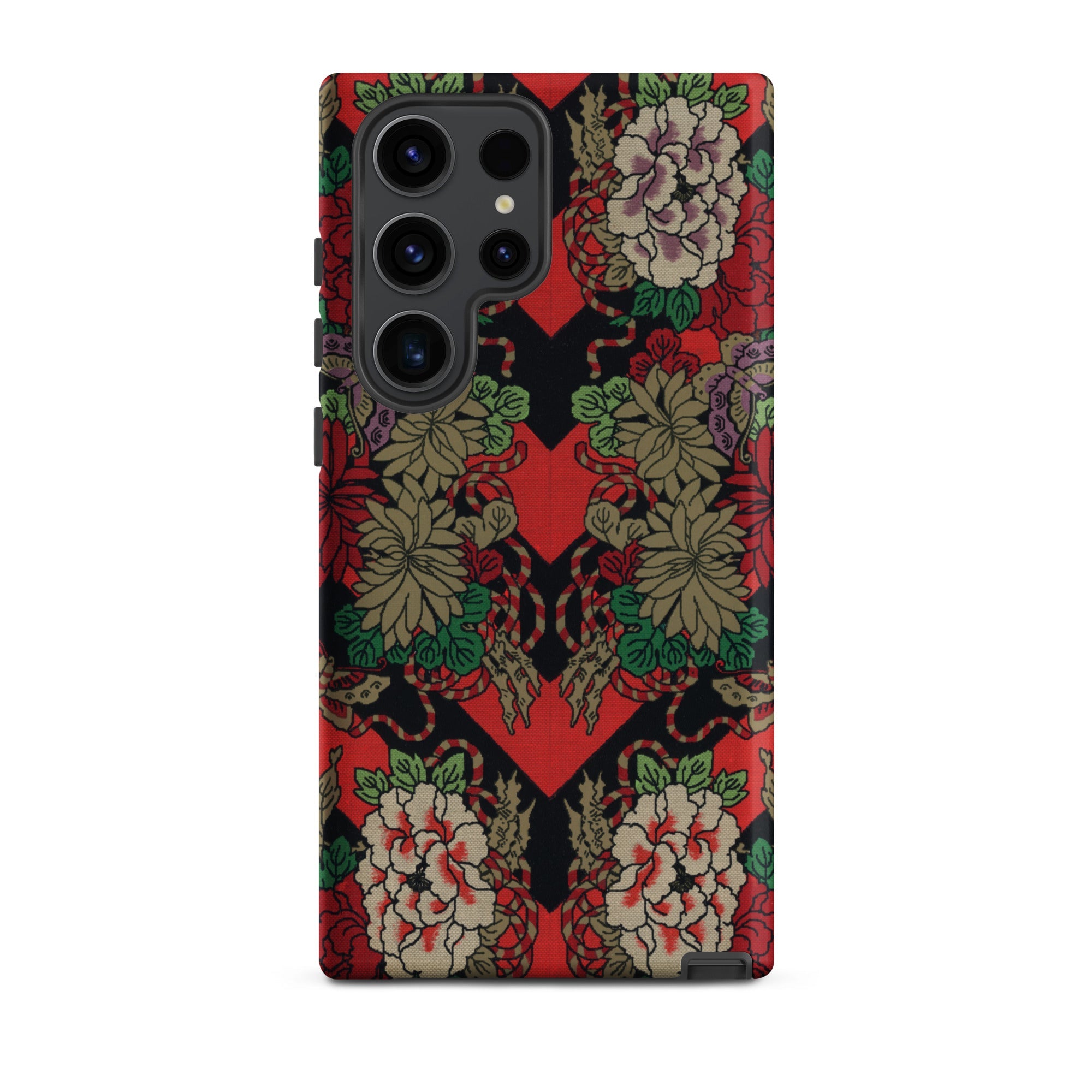 Red Fan Pattern - G.a. Audsley Samsung Case, Galaxy S23 Ultra / Matte, Smartphone Red Black Floral-patterned Protective Case