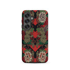 Red Fan Pattern - G.a. Audsley Samsung Case, Galaxy S25 / Matte, Smartphone Case Vibrant Floral Pattern Black Red Background