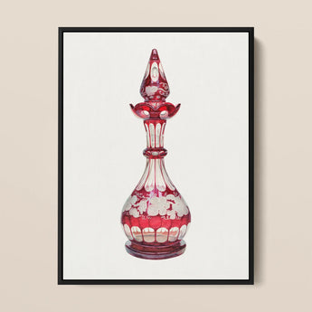Red Glass Decanter - Frank M. Keane Decorative Art Print / Canvas, 12x16’’ / 31x41cm / Black Frame, Posters Prints & Visual Artwork, Toby
