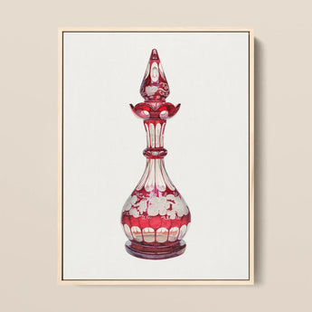 Red Glass Decanter - Frank M. Keane Decorative Art Print / Canvas, 12x16’’ / 31x41cm / Natural Frame, Posters Prints & Visual Artwork, Toby