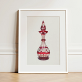Red Glass Decanter - Frank M. Keane Decorative Art Print / Canvas, 12x16’’ / 31x41cm / White Frame / Matboard, Posters Prints & Visual