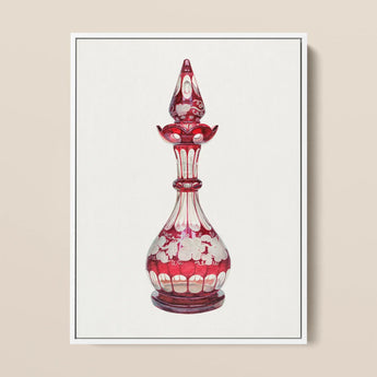 Red Glass Decanter - Frank M. Keane Decorative Art Print / Canvas, 12x16’’ / 31x41cm / White Frame, Posters Prints & Visual Artwork, Toby