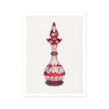 Red Glass Decanter - Frank M. Keane Decorative Art Print / Canvas Ornate Ruby-colored Glass Decanter Decorative Cut Patterns Pointed Keane