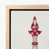 Red Glass Decanter - Frank M. Keane Decorative Art Print / Canvas Vibrant Perfume Bottle Intricate White Floral Glassware, Prints