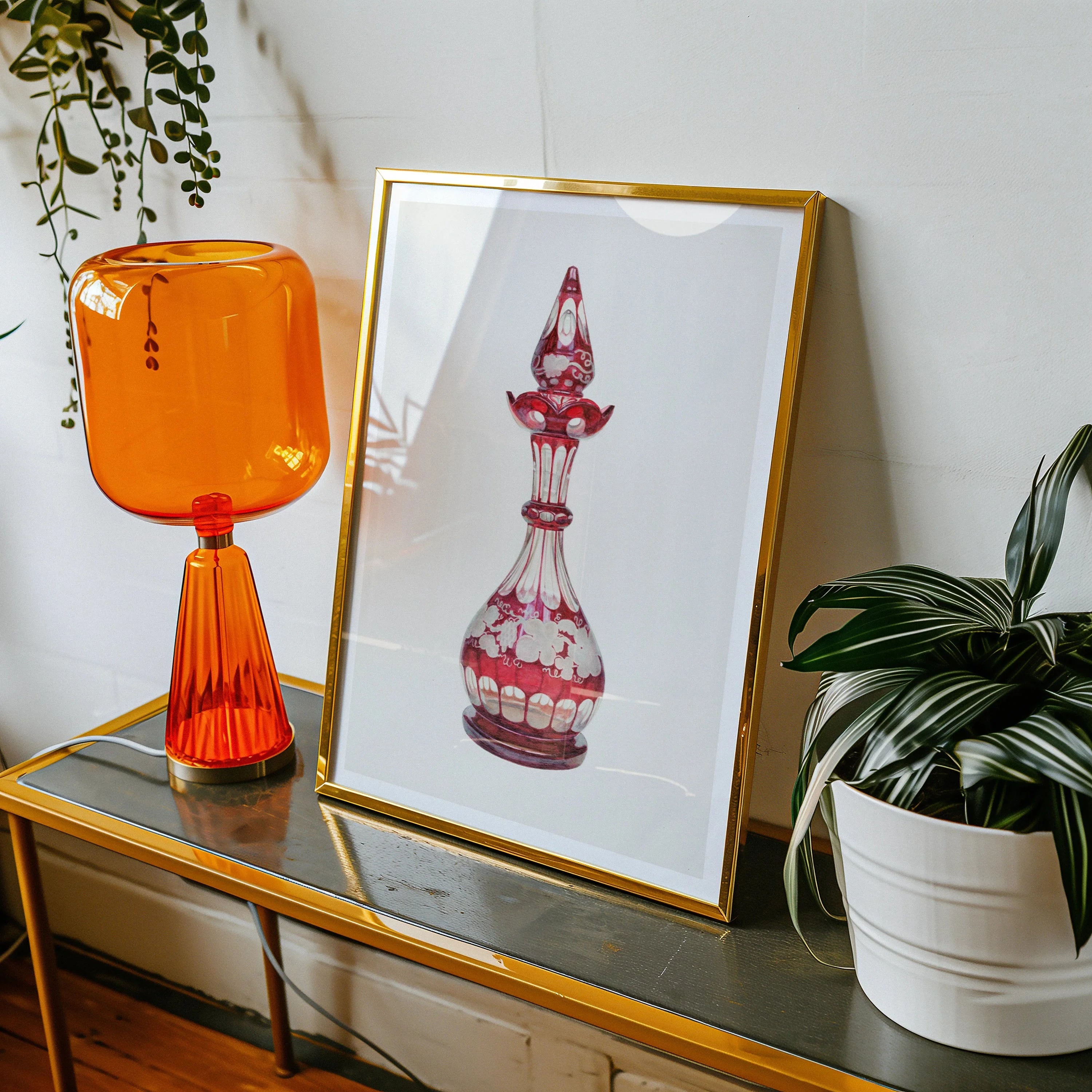 Red Glass Decanter - Frank M. Keane Decorative Art Print