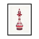 Red Glass Decanter - Frank M. Keane Decorative Art Print, Ornate Cranberry Glass Decanter Decorative Cut Overlay Pattern