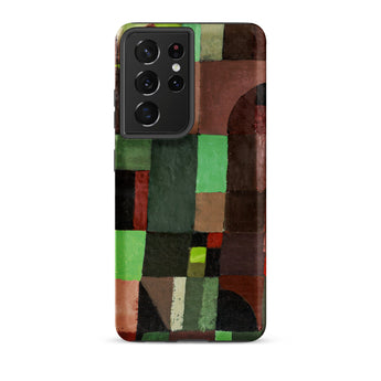 Red and Green Architecture - Paul Klee Phone Case Samsung Galaxy S21 Ultra / Matte Phone Case Geometric Abstract Design Blocks Green Brown