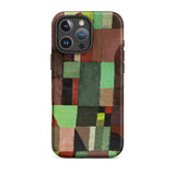 Red and Green Architecture - Paul Klee Phone Case Iphone 16 Pro Max / Matte Phone Case Geometric Abstract Design Blocks Green Brown Klee