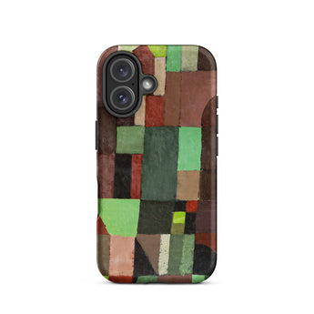 Red and Green Architecture - Paul Klee Phone Case Iphone 16 / Matte Phone Case Geometric Abstract Design Earthy Tones Green Klee Dismantled