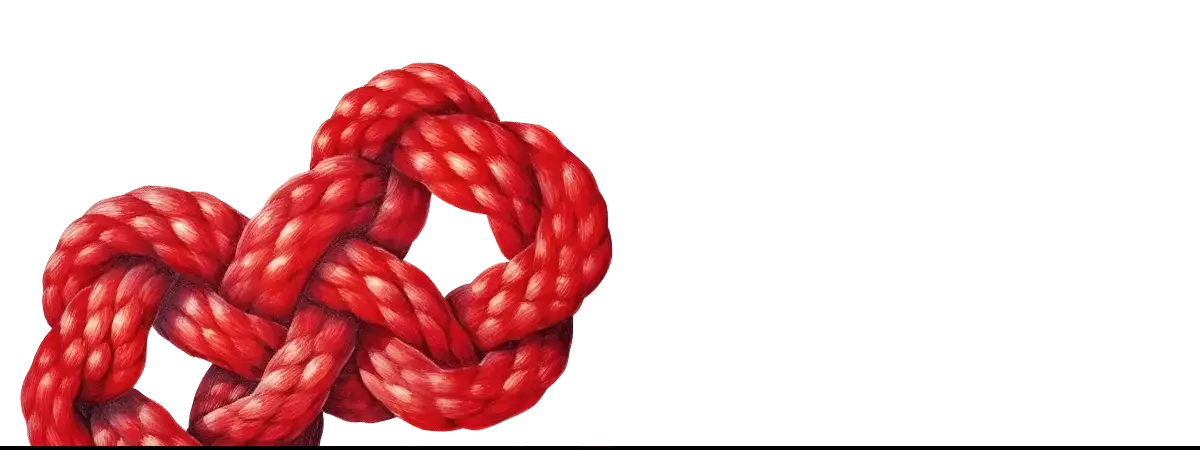Red knotted rope artwork inspired by William Etty and John Singer Sargent male nudes