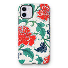 Red Peonies - Owen Jones Floral Iphone Case, 11 / Matte, Floral-patterned Phone Case Red Flowers Green Leaves White