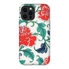 Red Peonies - Owen Jones Floral Iphone Case, 13 Pro Max / Matte, Floral-patterned Smartphone Case Red Flowers Green Leaves