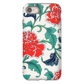 Red Peonies - Owen Jones Floral Iphone Case, 8 / Matte, Floral-patterned Phone Case Red Flowers Green Leaves White