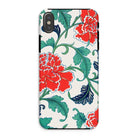 Red Peonies - Owen Jones Floral Iphone Case, Xs / Matte, Floral-patterned Smartphone Case Red Flowers Green Leaves