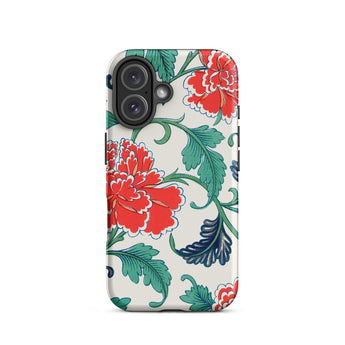 Red Peonies - Owen Jones Floral Phone Case Iphone 16 / Matte Floral Patterned Phone Case Owen Jones, Chinese Peony Design, Jones’s Vibrant