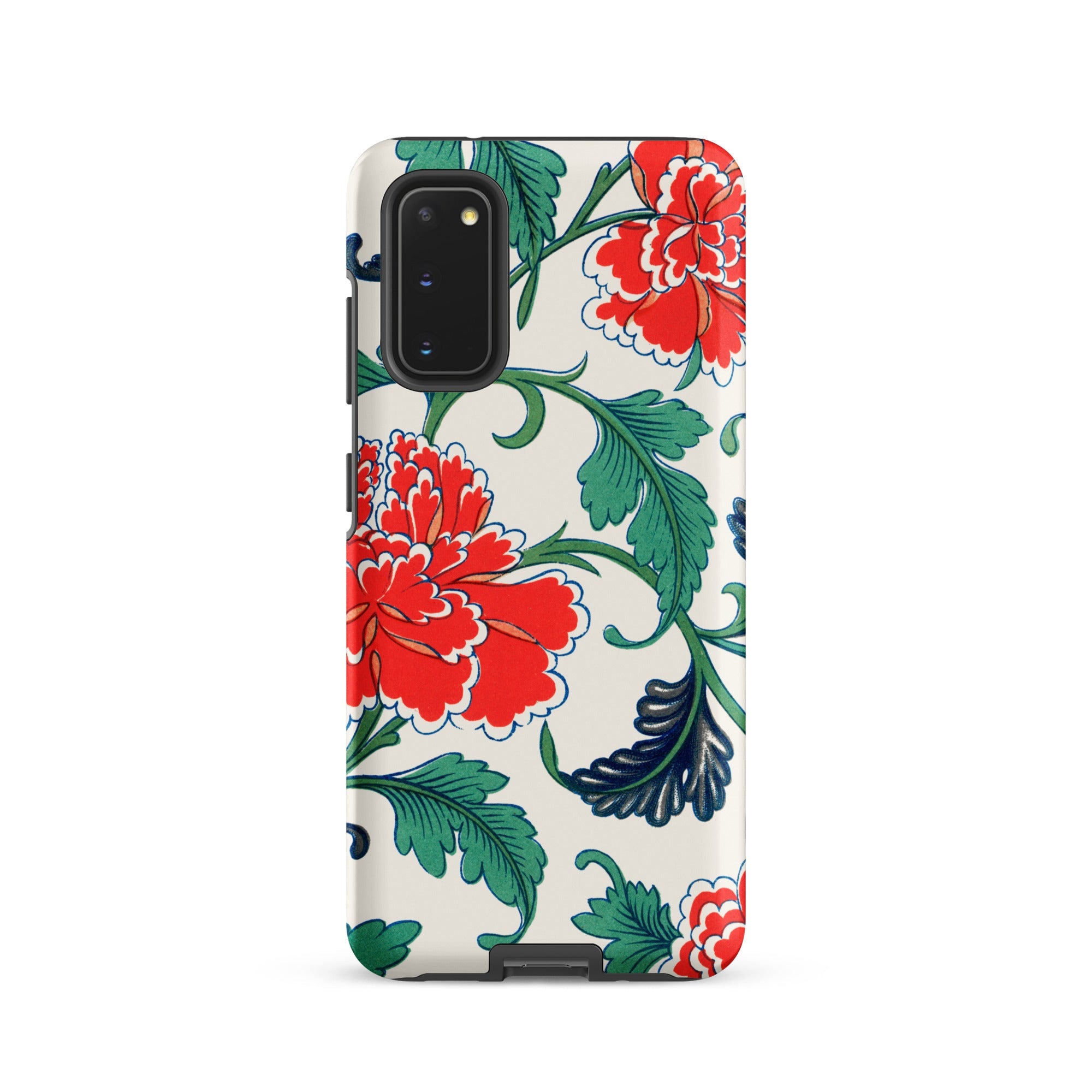Red Peonies Owen Jones Floral Samsung Case, Galaxy S20 / Matte, White Phone Case Red Floral Green Leaf Pattern