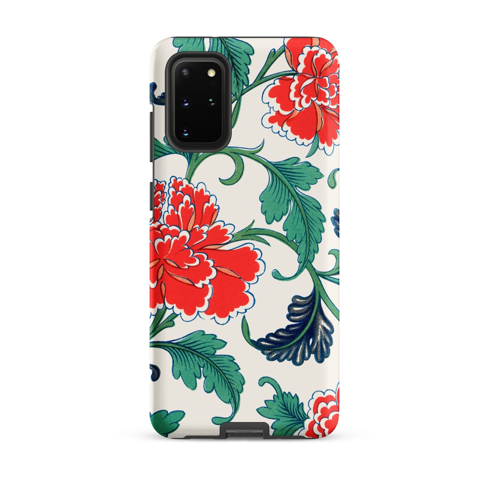 Red Peonies Owen Jones Floral Samsung Case, Galaxy S20 Plus / Matte, White Phone Case Vibrant Red Green Floral Pattern