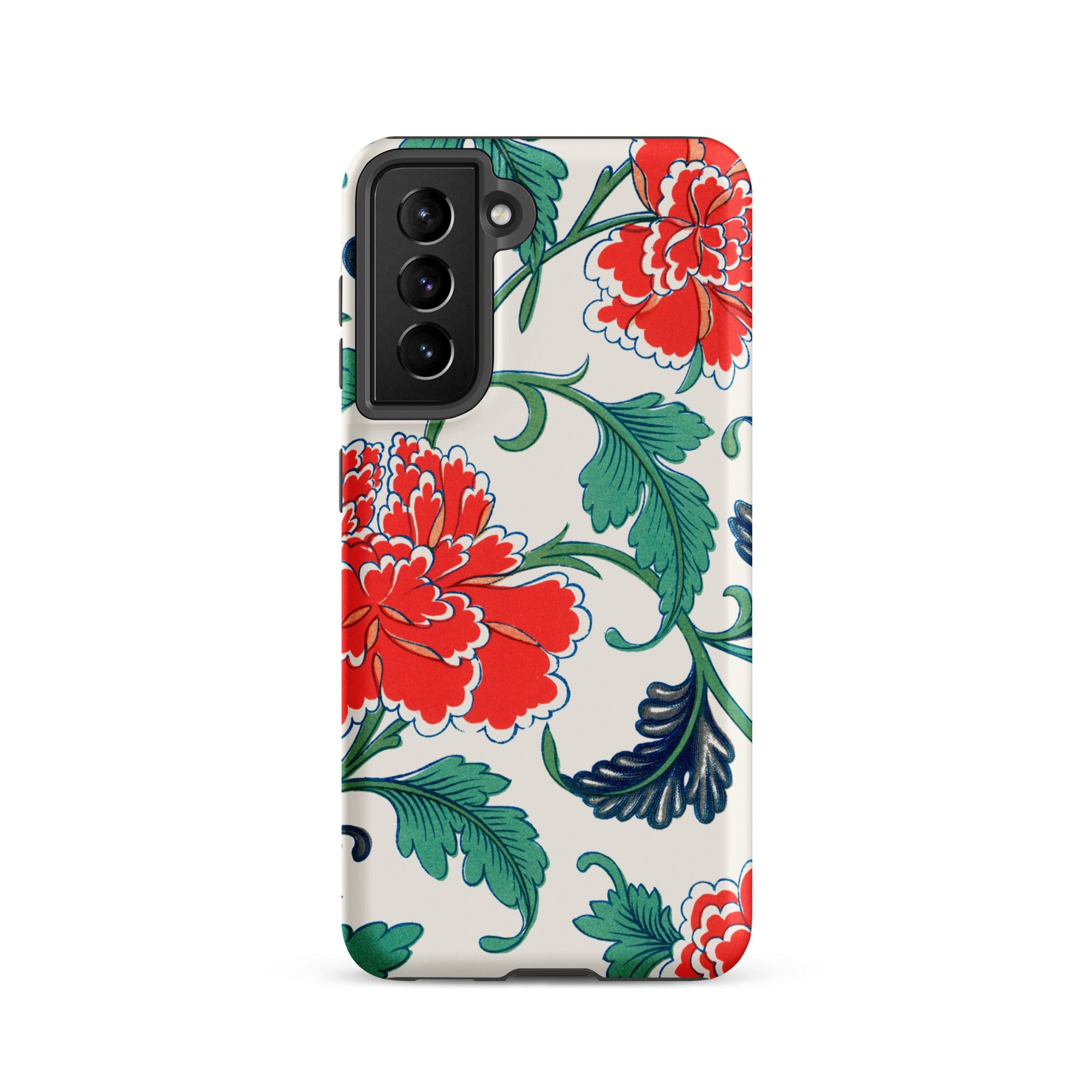 Red Peonies Owen Jones Floral Samsung Case, Galaxy S21 / Matte, White Phone Case Red Green Floral Pattern