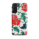 Red Peonies Owen Jones Floral Samsung Case, Galaxy S21 Plus / Matte, White Phone Case Vibrant Red Green Floral Pattern
