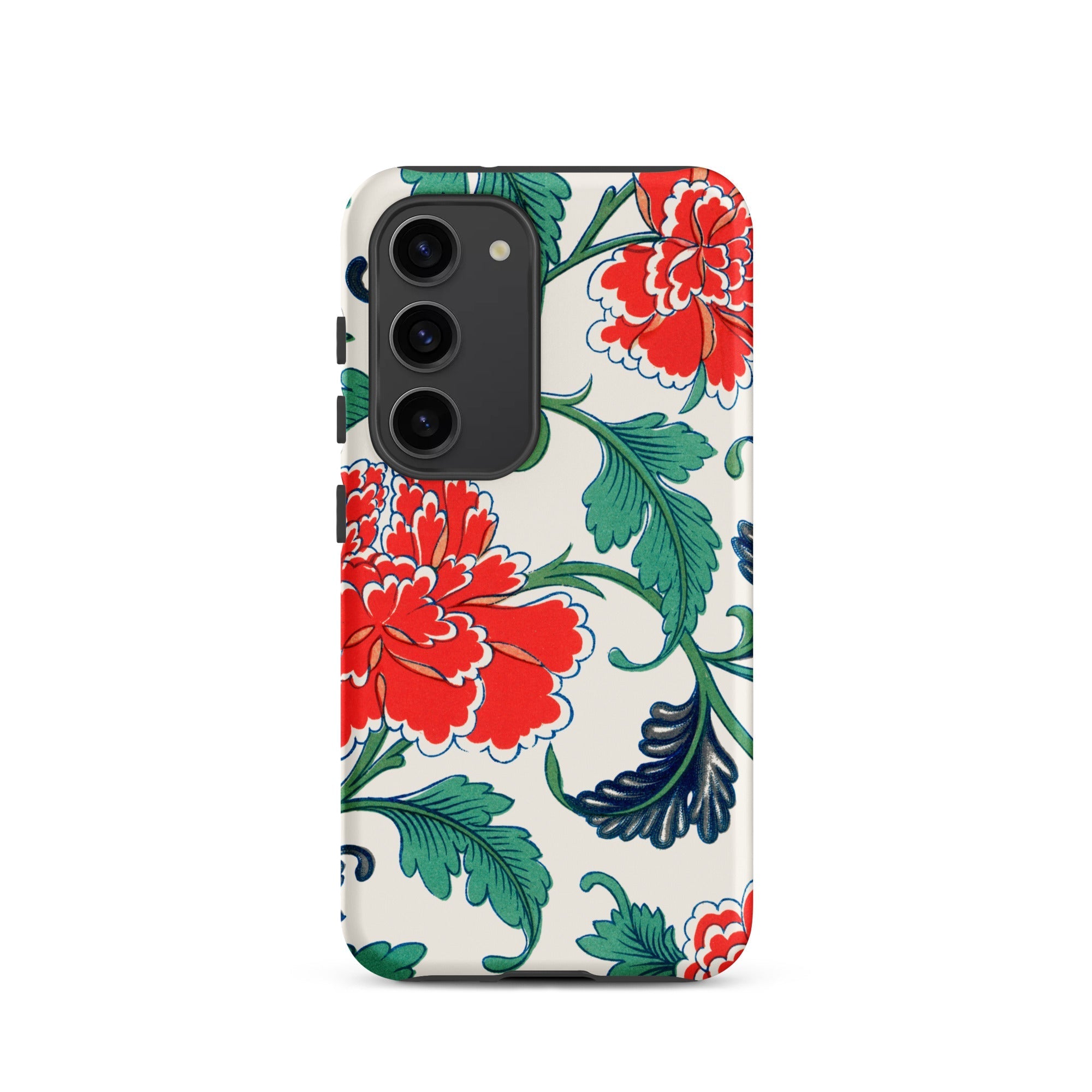 Red Peonies Owen Jones Floral Samsung Case, Galaxy S23 / Matte, White Smartphone Case Vibrant Red Green Floral Pattern