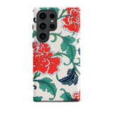 Red Peonies - Owen Jones Floral Samsung Case, Galaxy S23 Ultra / Matte, White Smartphone Case Vibrant Red Floral Green Leafy